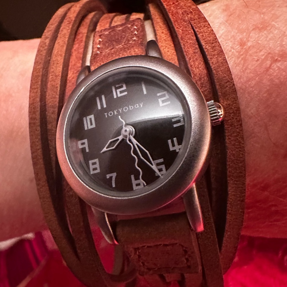 Tokyobay Brown Wrap Leather Multi strap Boho  Watch with Black Dial new battery